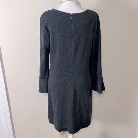 Madewell M Charcoal Gray Cotton Blend Knit Long Bell Sleeve Mini Shift Dress - Picture 6 of 15